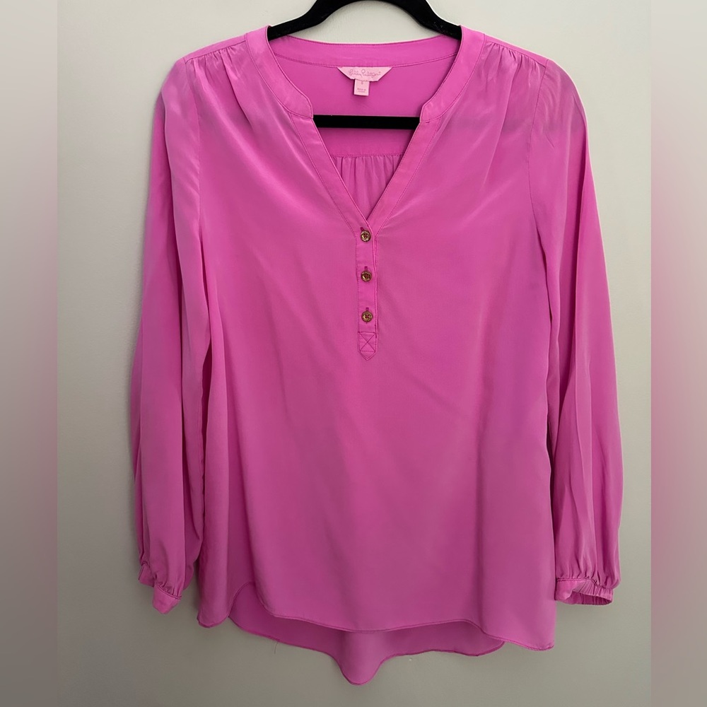 Lilly Pulitzer Silk Blouse Açaí Berry Small EUC
